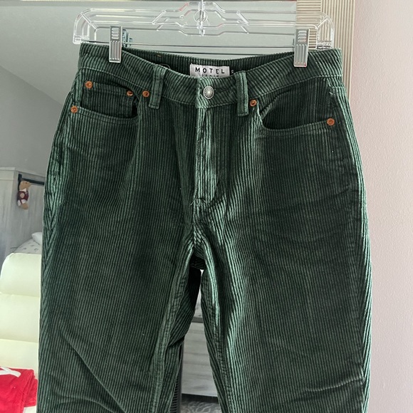 Motel Rocks x Olivia Neill Bootleg Jeans in Cord Green - Picture 13 of 16